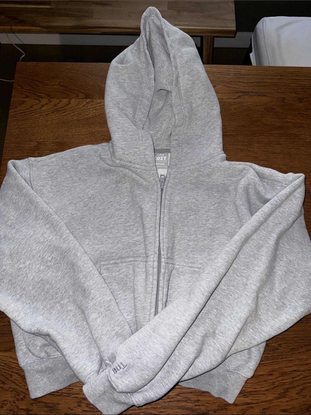 Aritzia Gray Zip-Up Hooded Sweatshirt - Picture 2 of 5